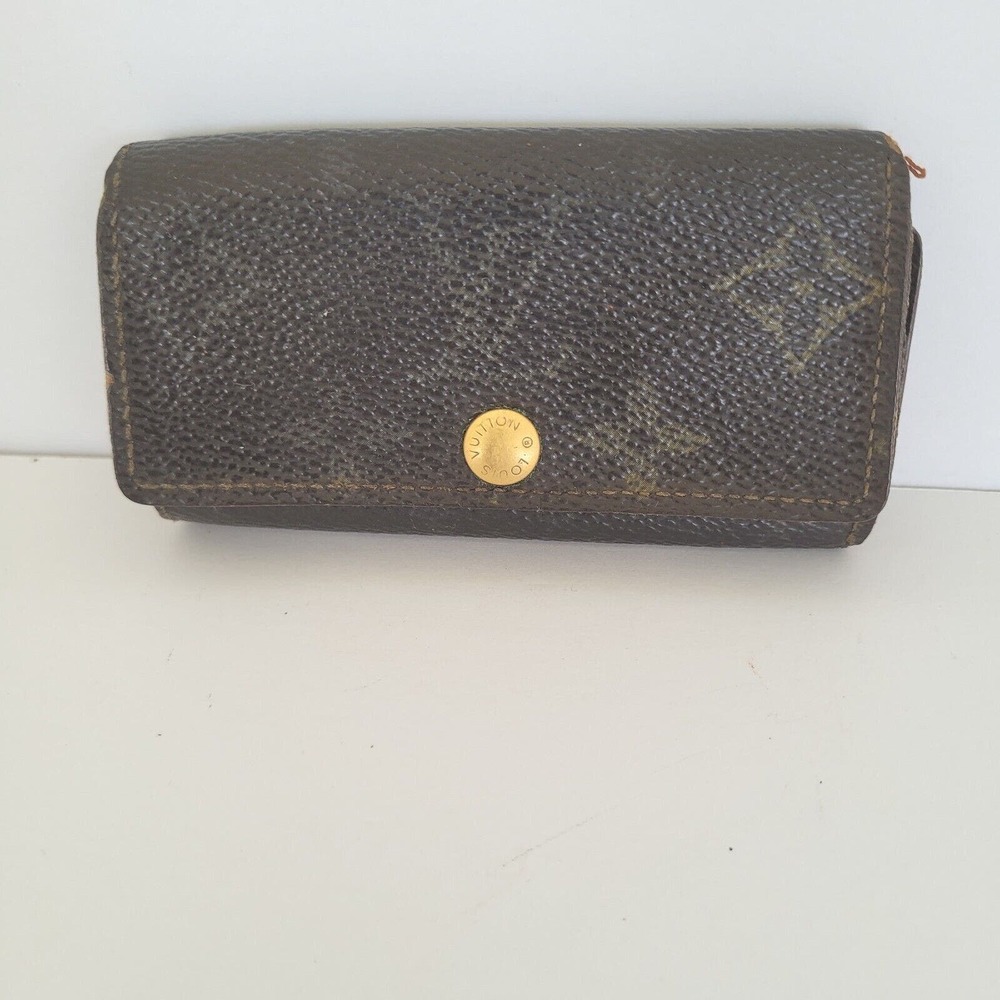 Authentic Louis Vuitton Monogram Multicles 4 Key Hooks Case Brown Small 1993